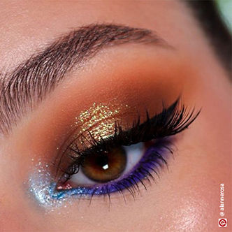 Glamorous gold and colourful eye makeup
