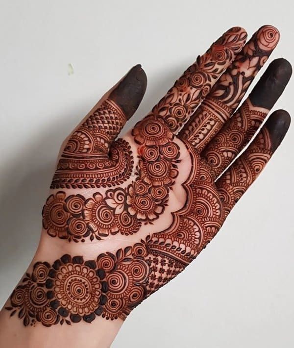 This may contain: a hand that has some henna on it