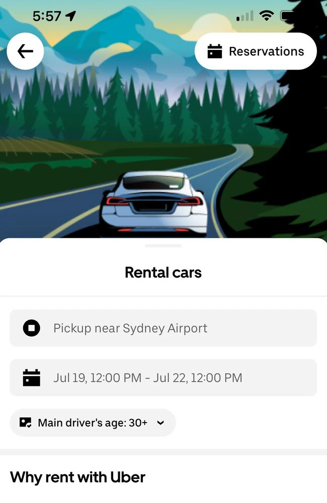 Uber Rent car rental in Australia