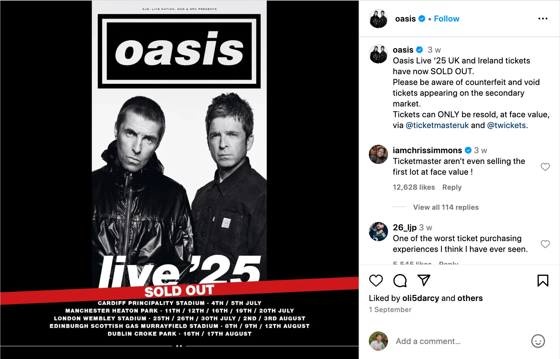 Oasis Reunion tour Australia