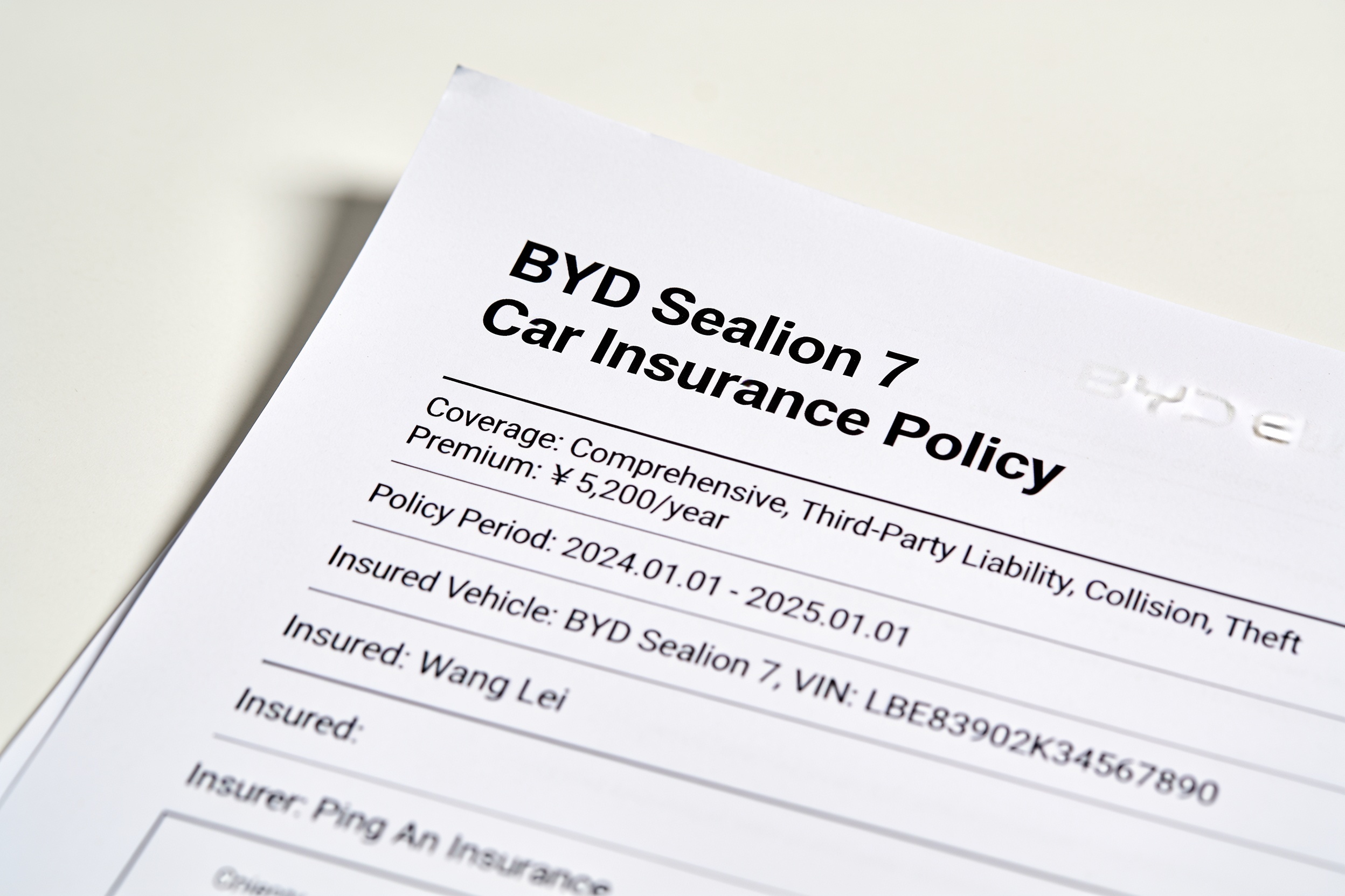 BYD Sealion 7 Insurance