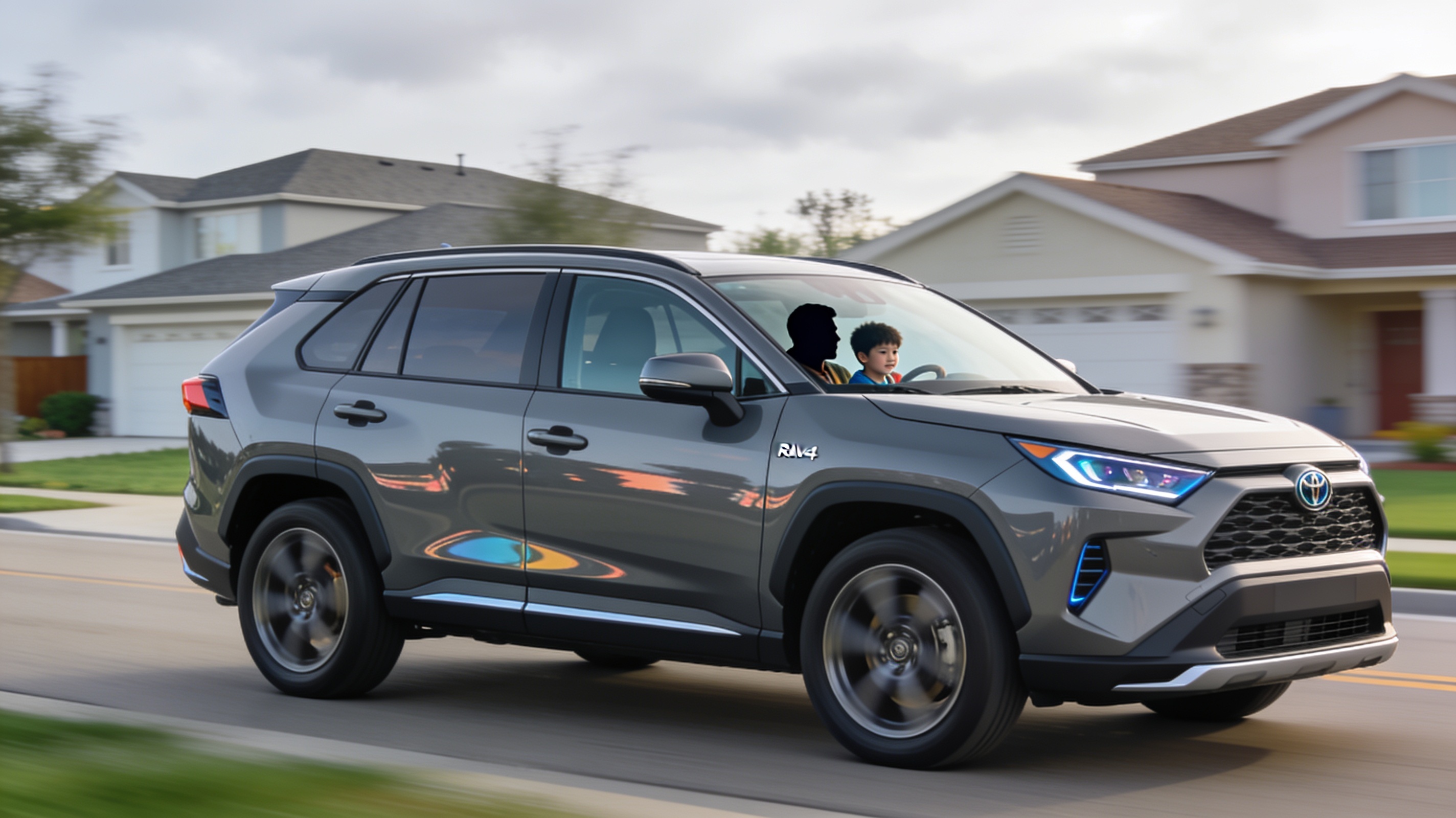 2026 Toyota RAV4 Hybrid carrying a family through a suburban commute