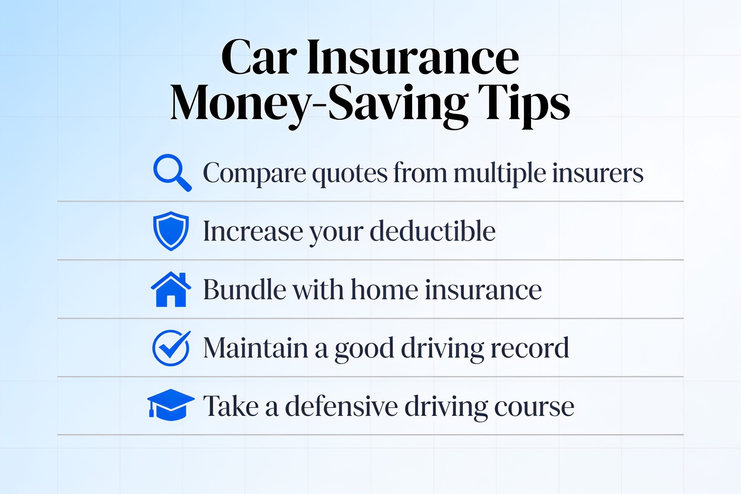 Money-saving tips for car insurance